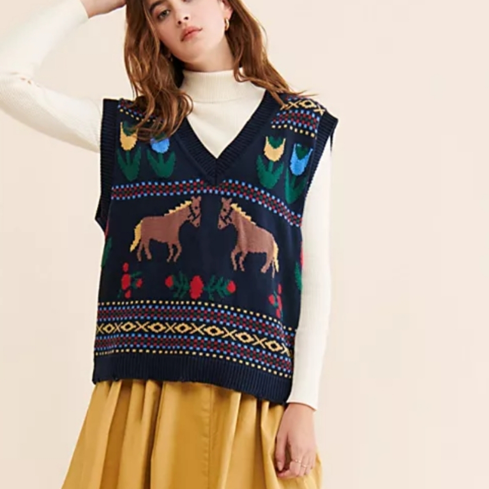 Found X Free People Horse Isles Knit Sweater Vest